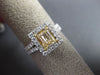 ESTATE LARGE 1.44CT WHITE & FANCY YELLOW DIAMOND 18K 2 TONE GOLD ENGAGEMENT RING