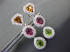 ESTATE WIDE 7.54CT DIAMOND & MULTI GEM 18KT WHITE GOLD CLIP ON HANGING EARRINGS