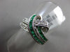 ESTATE WIDE .91CT DIAMOND & AAA EMERALD 18KT WHITE GOLD 3D LOVE KNOT FUN RING