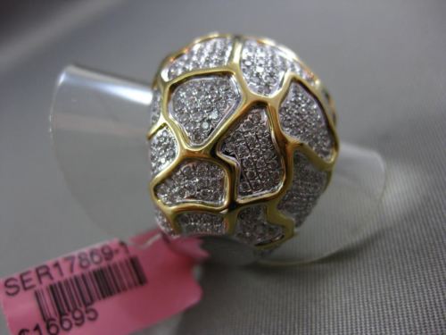 ESTATE LARGE 1.38CT DIAMOND 18K WHITE & YELLOW GOLD HANDCRAFTED PAVE NUGGET RING