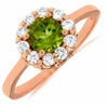 ESTATE 1.05CT DIAMOND & AAA PERIDOT 14KT ROSE GOLD 3D ROUND HALO FLOWER FUN RING