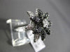 ESTATE LARGE 2.92CT BLACK & WHITE DIAMOND 18KT WHITE GOLD 3D FLORAL FUN RING