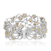 LARGE 23.51CT WHITE & FANCY YELLOW DIAMOND 18KT 2 TONE GOLD LOVE BANGLE BRACELET