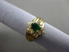 ESTATE .65CT ROUND DIAMOND & AAA EMERALD 14K YELLOW GOLD 3D OVAL ENGAGEMENT RING