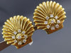 ANTIQUE LARGE 1.0CT ROUND DIAMOND 18KT GOLD CLASSIC SHELL EARRINGS E VVS #2241