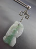 ANTIQUE LARGE .26CT DIAMOND & AAA JADE 18KT WHITE GOLD 3D HAND ETCHED EARRINGS