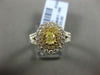 LARGE 2.49CT WHITE & FANCY YELLOW DIAMOND 18K TWO TONE GOLD HALO ENGAGEMENT RING