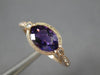 ESTATE 1.28CT DIAMOND & AAA AMETHYST 14KT ROSE GOLD SEMI ETERNITY FILIGREE RING
