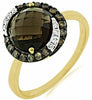 2.76CT WHITE & MOCHA DIAMOND & AAA SMOKY TOPAZ 14KT YELLOW GOLD ROUND HALO RING