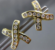 ESTATE .65CT DIAMOND 14KT YELLOW GOLD ETOILE "X" SHAPE PUSH BACK EARRINGS #5919