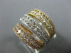 ESTATE EXTRA LARGE 2.62CT DIAMOND 18KT TRI COLOR GOLD MULTI ROW ANNIVERSARY RING