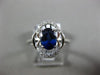 ESTATE 1.44CT DIAMOND & AAA SAPPHIRE 14KT WHITE GOLD OVAL FLOWER ENGAGEMENT RING