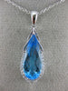 ESTATE LARGE 2.81CT DIAMOND & AAA BLUE TOPAZ 14K WHITE GOLD 3D PENDANT #26502