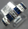 ESTATE 1.24CT DIAMOND & AAA BAGUETTE SAPPHIRE 14K WHITE GOLD 3D ANNIVERSARY RING