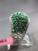 LARGE 2.47CT DIAMOND & COLOMBIAN EMERALD 18KT WHITE GOLD CLUSTER DOME SHAPE RING