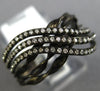 ESTATE .36CT DIAMOND 14K BLACK GOLD CLASSIC MULTI ROW CRISS CROSS WAVE LOVE RING
