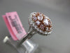 ESTATE LARGE 2.0CT WHITE & PINK DIAMONDS 18K GOLD MULTI SHAPE ROUND CLUSTER RING