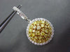 ESTATE GIA LARGE 2.94CT WHITE & INTENSE YELLOW DIAMOND 18KT 2 TONE GOLD EARRINGS