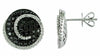 1.89CT WHITE & BLACK DIAMOND 14KT WHITE GOLD CIRCULAR PAVE SWIRL STUD EARRINGS
