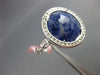 ESTATE LARGE 5.52CT DIAMOND & AAA SODALITE 14K WHITE GOLD 3D FILIGREE HALO RING