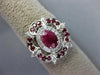 ESTATE WIDE 2.04CT DIAMOND & AAA RUBY 14KT WHITE GOLD 3D OVAL FLOWER FUN RING