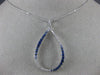 ESTATE .79CT DIAMOND & AAA SAPPHIRE 14KT WHITE GOLD PEAR SHAPE TEAR DROP PENDANT