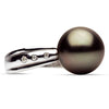 ESTATE .04CT DIAMOND & AAA TAHITIAN PEARL 14KT WHITE GOLD 3 STONE BURNISH RING