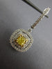 ESTATE 1.31CT WHITE & FANCY YELLOW DIAMOND 18KT 2 TONE GOLD 3D HANGING EARRINGS