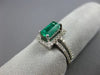 ESTATE 1.15CT DIAMOND & AAA EMERALD 14KT WHITE GOLD HALO CLASSIC ENGAGEMENT RING