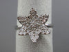 ESTATE .74CT ROUND DIAMOND 18K WHITE GOLD 3D FLOWER STAR OF DAVID PAVE LOVE RING