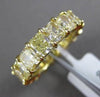 ESTATE LARGE 7.50CT FANCY DIAMOND 18KT YELLOW GOLD EMERALD CUT ETERNITY RING