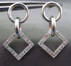 ESTATE .46CT DIAMOND 14K WHITE GOLD 3D CIRCLE & SQUARE HANGING EARRINGS F/G VSSI