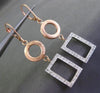 ESTATE LARGE .46CT DIAMOND 14KT WHITE & ROSE GOLD MATTE & SHINY HANGING EARRINGS