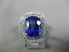ESTATE LARGE 5.03CT DIAMOND & AAA TANZANITE 18KT WHITE GOLD HALO ENGAGEMENT RING