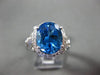ESTATE LARGE 4.27CT DIAMOND & BLUE TOPAZ 14KT WHITE GOLD OVAL MILGRAIN FUN RING