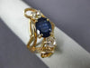 ANTIQUE LARGE 1.82CT DIAMOND & AAA SAPPHIRE 14KT YELLOW GOLD 3D ANNIVERSARY RING