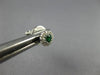 ESTATE SMALL .20CT DIAMOND & AAA EMERALD 18K WHITE GOLD ROUND HALO STUD EARRINGS