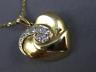 ESTATE .38CT DIAMOND 14KT YELLOW GOLD CLASSIC 3D SWIRL PUFF HEART PENDANT #322