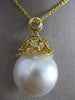 ESTATE MASSIVE .10CT DIAMOND 18K YELLOW GOLD SOUTH SEA PEARL BUTTERFLY PENDANT