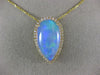 LARGE 7.87CT DIAMOND & AAA OPAL 14KT YELLOW GOLD 3D FILIGREE TEAR DROP PENDANT