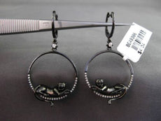 ESTATE LARGE .23CT DIAMOND 14KT BLACK GOLD HAPPY PANTHER HANGING EARRINGS UNIQUE
