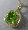 ESTATE 1.53CT DIAMOND & AAA PERIDOT 14KT YELLOW GOLD SQUARE HALO CLASSIC PENDANT
