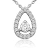 ESTATE .31CT DIAMOND 14KT WHITE GOLD CLASSIC SOLITAIRE TEAR DROP LOVE NECKLACE
