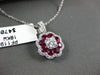 ESTATE 2.4CT DIAMOND & AAA RUBY 18K WHITE GOLD SOLITAIRE FLOWER FLOATING PENDANT