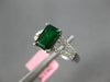 ESTATE .98CT DIAMOND & AAA EMERALD 18K WHITE GOLD 3D RECTANGULAR ENGAGEMENT RING