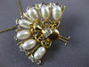 ANTIQUE .05CT DIAMOND & PEARL 14KT TWO TONE GOLD PEACOCK BIRD PIN PENDANT #20841