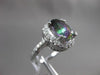 ESTATE LARGE 6.37CT DIAMOND & AAA MYSTIC TOPAZ 14KT WHITE GOLD 3D OVAL HALO RING