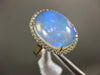 LARGE 7.95CT DIAMOND & AAA OPAL 14KT YELLOW GOLD 3D OVAL HALO ANNIVERSARY RING