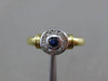 ESTATE .20CT DIAMOND & AAA SAPPHIRE 14KT TWO TONE GOLD 3D HALO BEZEL RING #26337