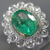 ESTATE LARGE 3.01CT DIAMOND & AAA EMERALD 18KT TWO TONE GOLD 3D FLOWER LOVE RING